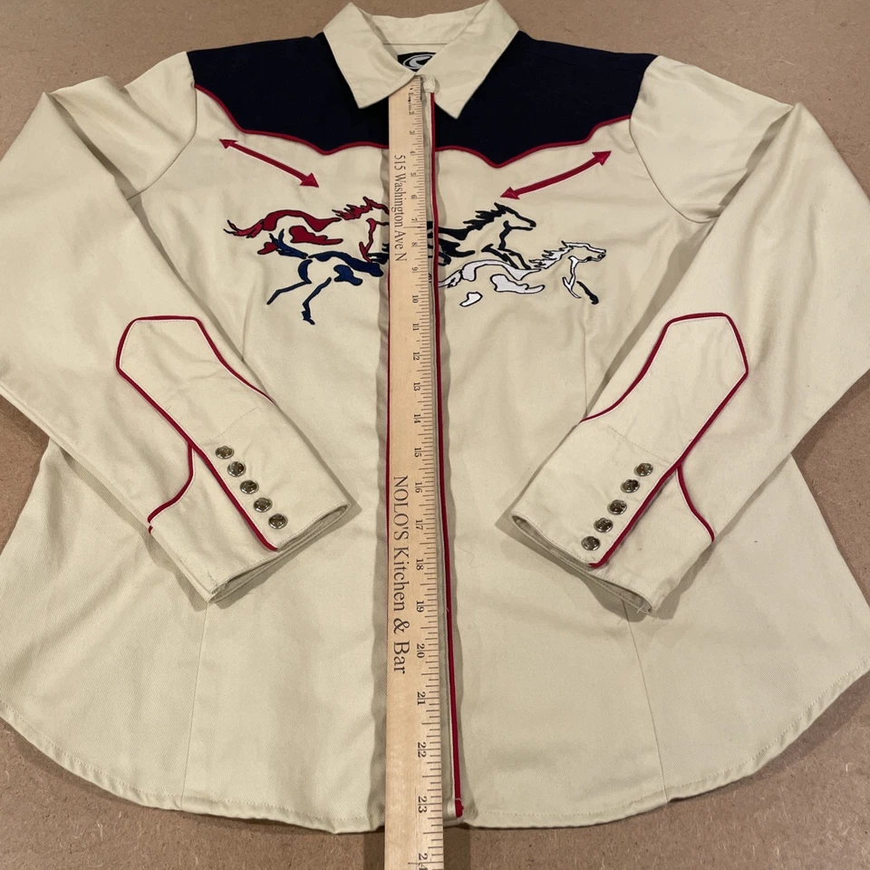 Camisa vaquera vintage Roper para mujer L bordada Rockabilly Rodeo Horses Foto 3 de 4