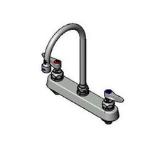 T S Brass B-1142-VF05 8" Deck Mount Workboard Faucet w/ 6" Swing Gooseneck