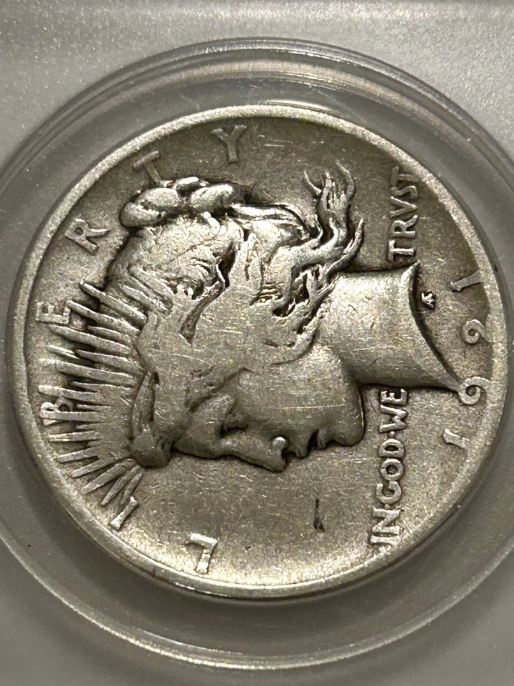 1921 Peace Silver Dollar ANACS F12 Key Date Peace/ High Relief - Image 3 of 4