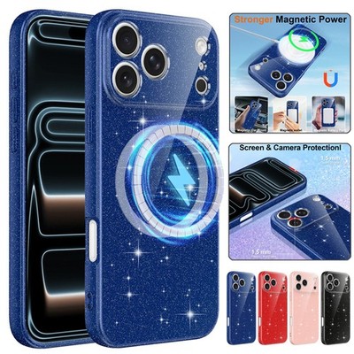 For iPhone 17 Pro Max 16 Plus Shockproof Glitter Magsafe Magnetic Case Cover