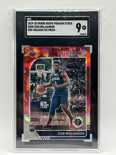 2019-20 Panini Hoops Zion Williamson #258 Red Cracked Ice Prizm SGC 9