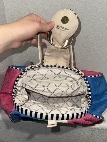 Vintage 80er Desiree Colorblock Handtasche kräftig Retro Kunstleder Geldbeutel LESEN - Bild 5 von 15
