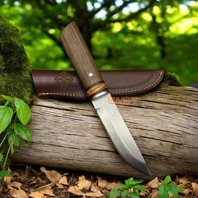 STAR MARINE Handmade Puukko Knife D2 Steel Bushcraft Knife Walnut Handle