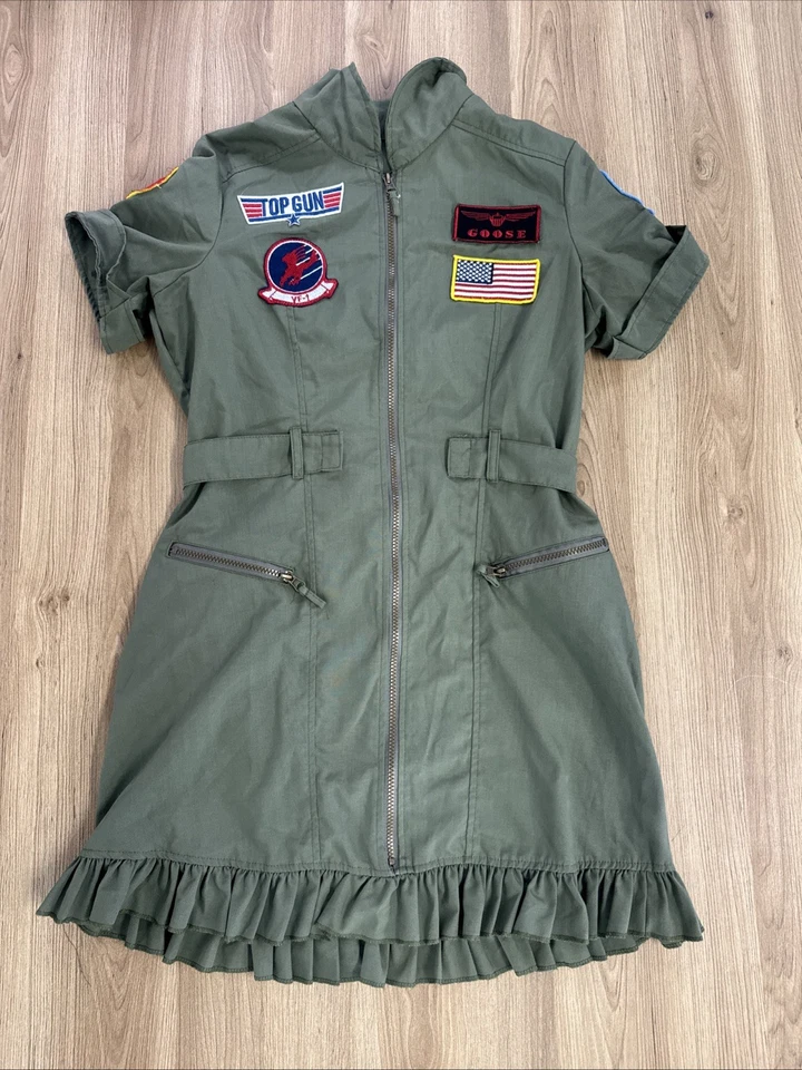 Fantasia feminina Top Gun vestido de Halloween Flight Maverick verde Tomcat tamanho grande - Imagem 2 de 4