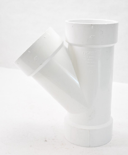 Tigre US-5525 Wye Fitting 4" x 4" x 4" Schedule 40 PVC White Plumbing Tool