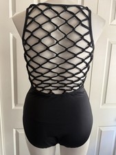 Jantzen Black One Piece Swimsuit Women s Size 16 Macrame Open Back Plunge