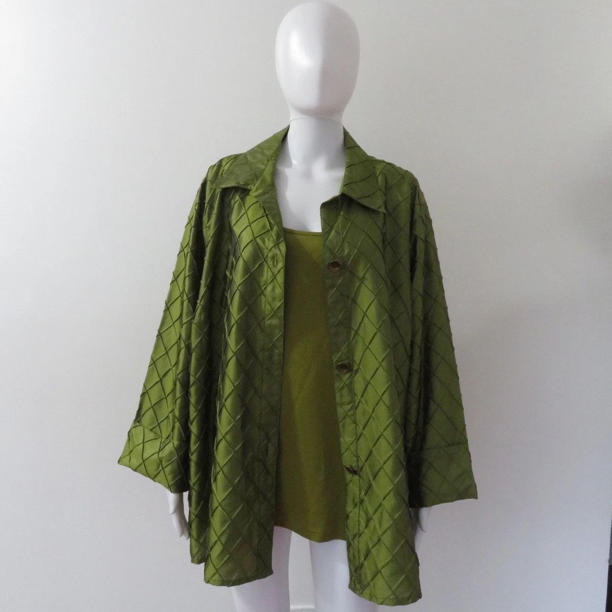 Manteau/veste Jones New York Grand Plaid Vert - Taille L Juniors, Neuf Avec étiquettes, Style Casual