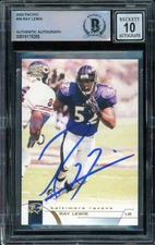 2002 Pacific #36 Ray Lewis Baltimore Ravens BGS Autograph 10