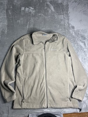 Columbia Men s  Jacket Fleece Large Beige Full Zip Outdoor Hiking Casual Coat