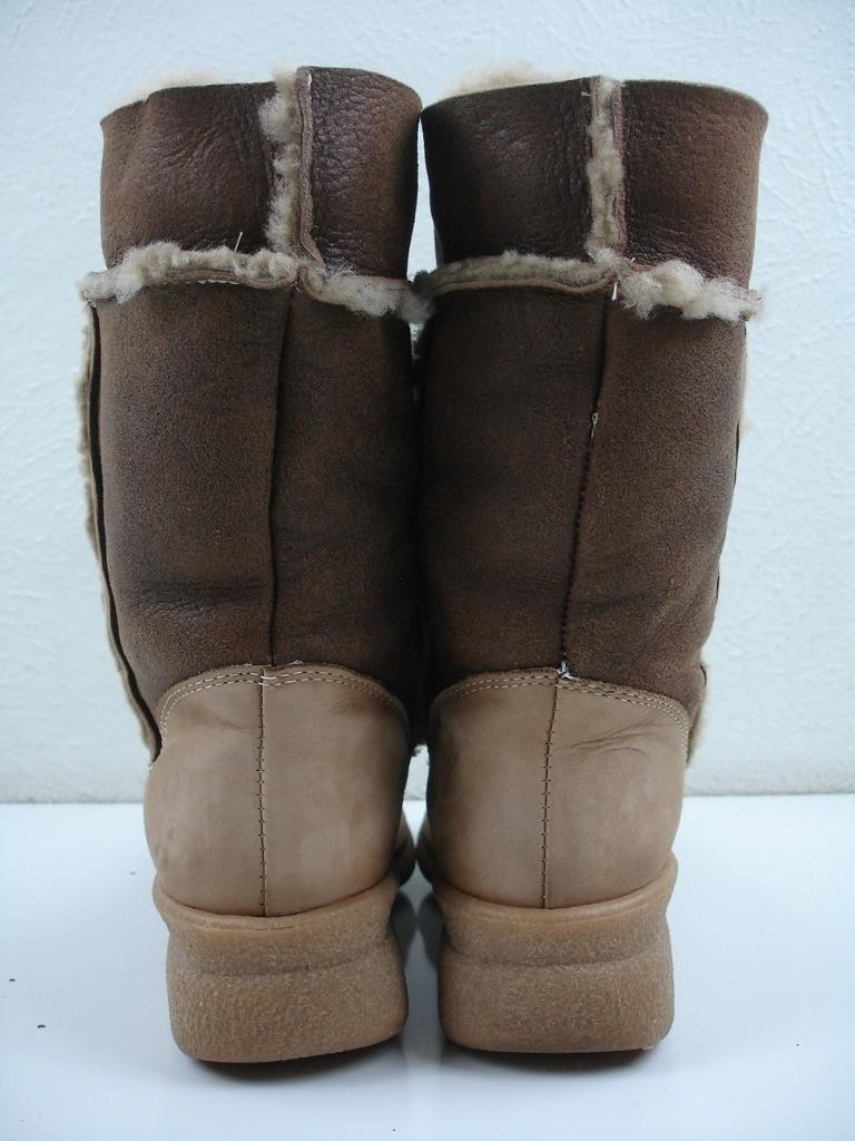 Women's 7 M Martino Tan Brown Sheepskin Shearling Fur Boots Lace-Up Canada Snow image 10
