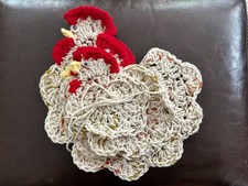 Crocheted Cotton Chicken hot pad and 4 coasters Set of 5