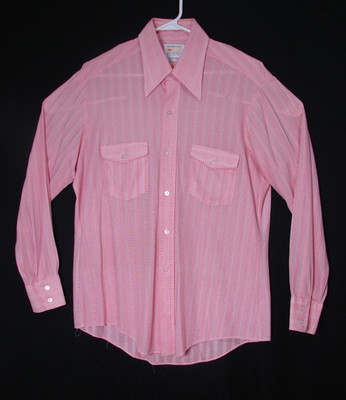 Vtg 70s JM Fields Red White Stripe Permanent Press Disco Hippie Mens 16 33