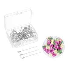 50-Pack Corsage Boutonnieres Pins, 5.5cm Teardrop Pearl Straight Pin White
