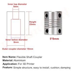 Shaft Coupler Flexible Coupling Connector CNC Stepper Motor for 3D Printer A