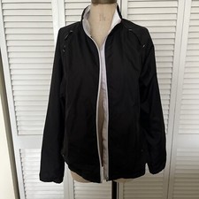 Danskin kids L 12-14 black work out rain jacket poly thin lounge dance ballet