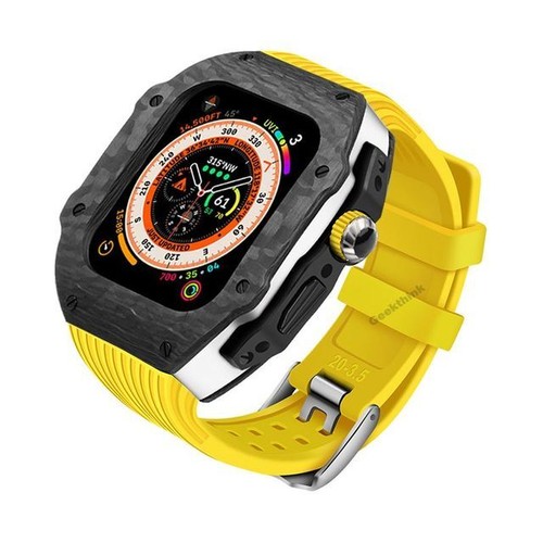 For Apple Watch Ultra2 49mm 987654SE Mod Kit Carbon Fiber Case Fluororubber Band - Picture 34 of 40