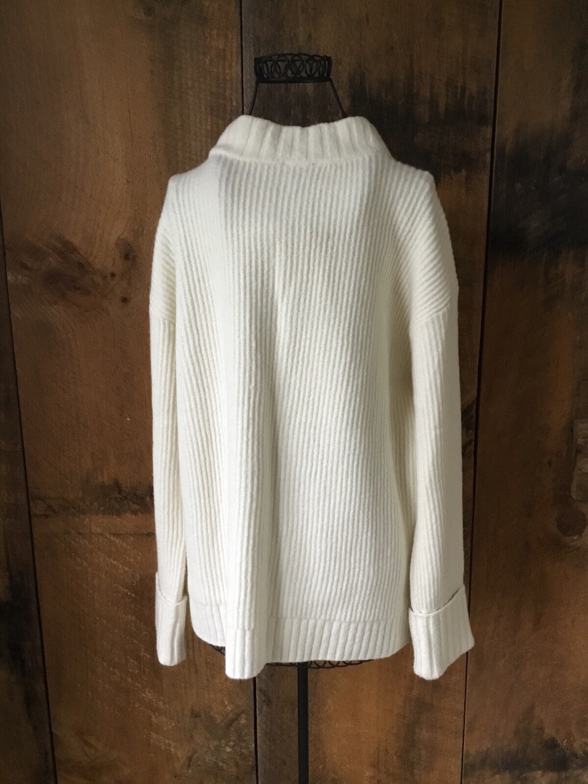 Talbots Button Collar Pullover Sweater Ivory Crys… - image 2