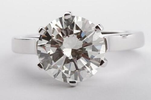 Bague diamant brillant solitaire 5 ct 750 or blanc 18 ct avec expertise DPL * - Photo 1/10