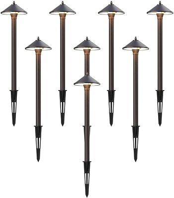 GOODSMANN 8 Pack Landscape Lighting Low Voltage Path Lights 10W Halogen 25 Lumen