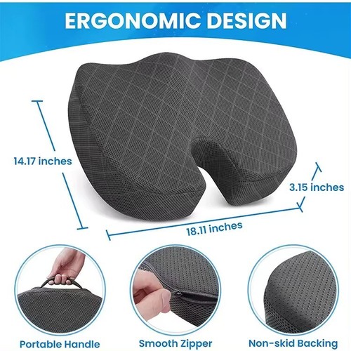 Memory Foam Seat Cushion Office Chair Car Seat Pad Coccyx Tailbone Pain Relief - Picture 2 of 10