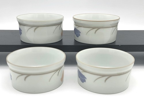 4 Dansk Tivoli Belles Fleurs Blue Peach Floral Indiviual Souffle Bowls - Picture 3 of 7