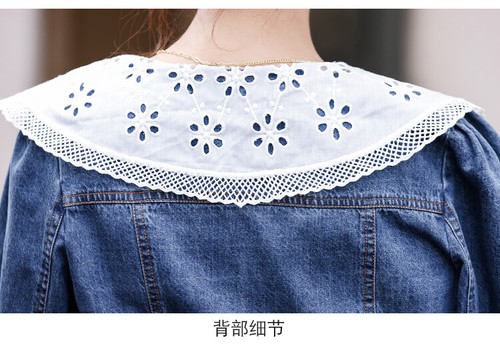 Jeanskleid mit Puppenkragen 3/4-Ärmeln koreanischer Knopf Fischschwanz schmal Damen Hemdkleid - Bild 6 von 13