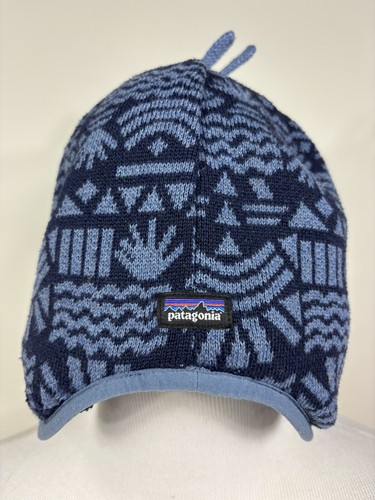 Patagonia Beanie 12 Months Blue Geo Print Baby Reversible Winter