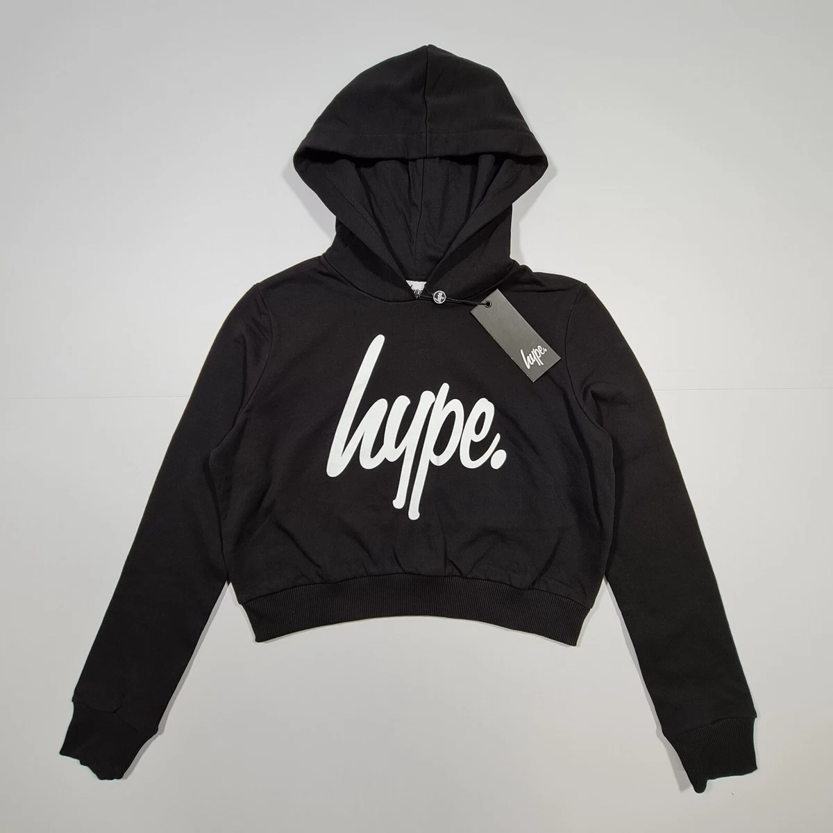 Hype Kids Girls Hoodie Black 13 Years Fleece Pullover Crop Top eBay