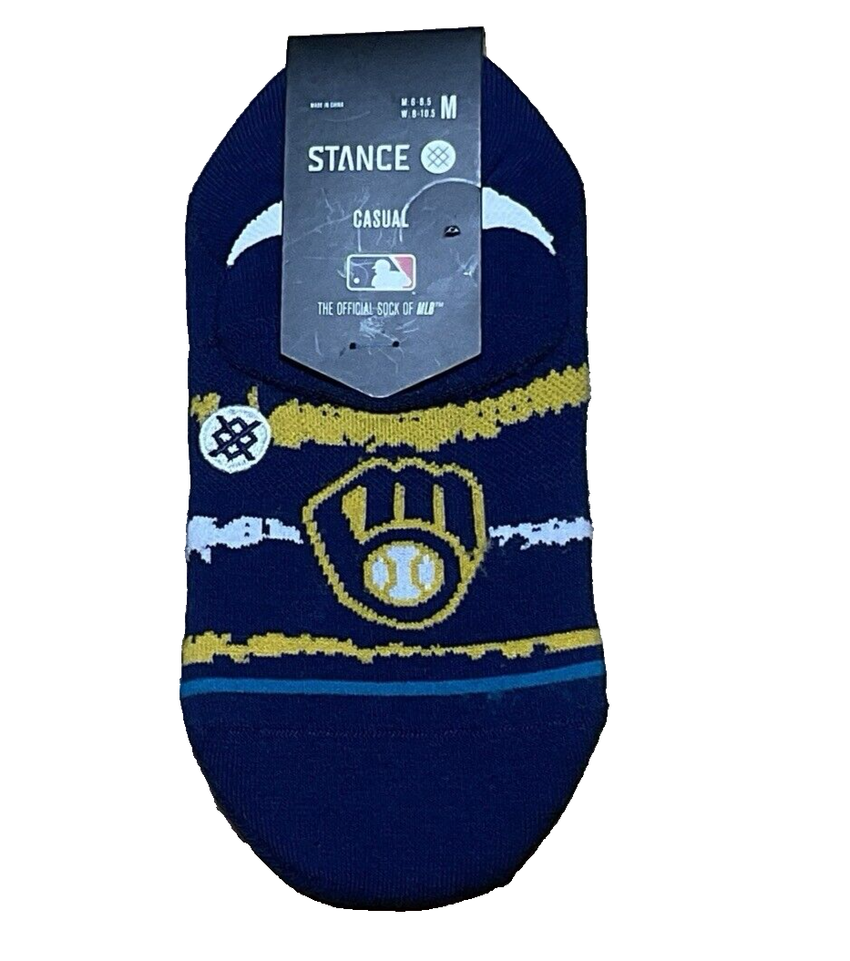 Milwaukee Brewers MLB No-Show Socks Medium Chalk Design for Men-image