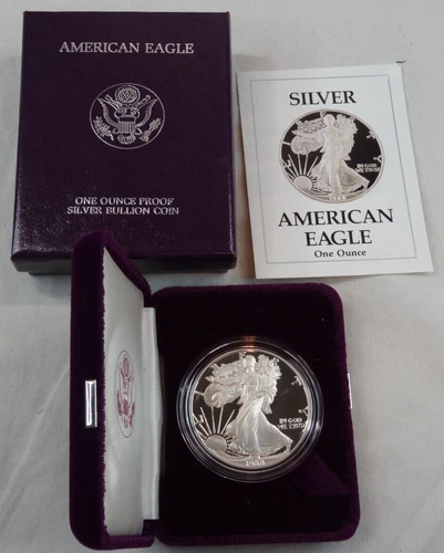 1988-S Proof American Silver Eagle Dollar $1 Box & COA US Mint Bullion OGP
