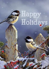 Sunny Chickadees in Winter Bird LPG Greetings Christmas Card