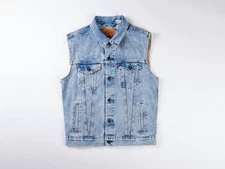 Levi's Men's Premium Cotton Button Up Denim Jeans Trucker Vest Blue 006