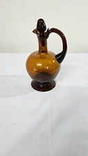 hand blown glass amber pitcher