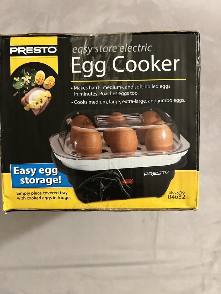 Presto 6-Egg Electric Cooker Fast and Easy Black and White 04632