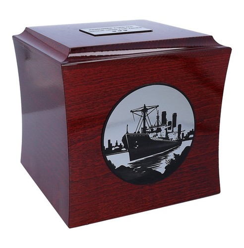 Ship urn for ashes for sailor Cremation urn with ship Mahogany wooden urn - Picture 5 of 9