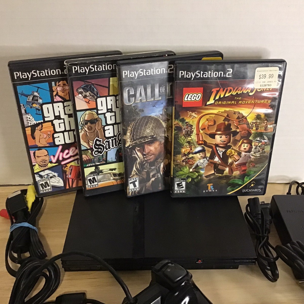 Sony Playstation 2 PS2 Slim Console Bundle Lot With 4 Games