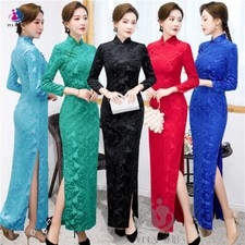Evening Party Dress Women Summer Velvet Qipao Chinese Traditional Long Cheongsam
