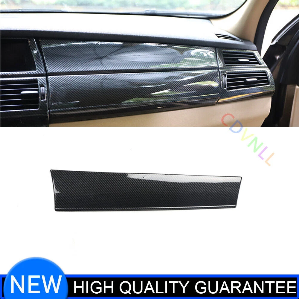 Fit For BMW X5 2008-2013 Inner Console Co-Pilot Strip Sticker Trim Carbon Fiber