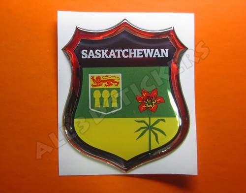 3D Emblem Sticker Resin Domed Flag Saskatchewan - Adhesive Decal Vinyl - 第 1/1 張圖片
