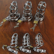 Male Chastity Cage Lightweight Metal Device Lockable Bondage Kit with 3 Rings SM