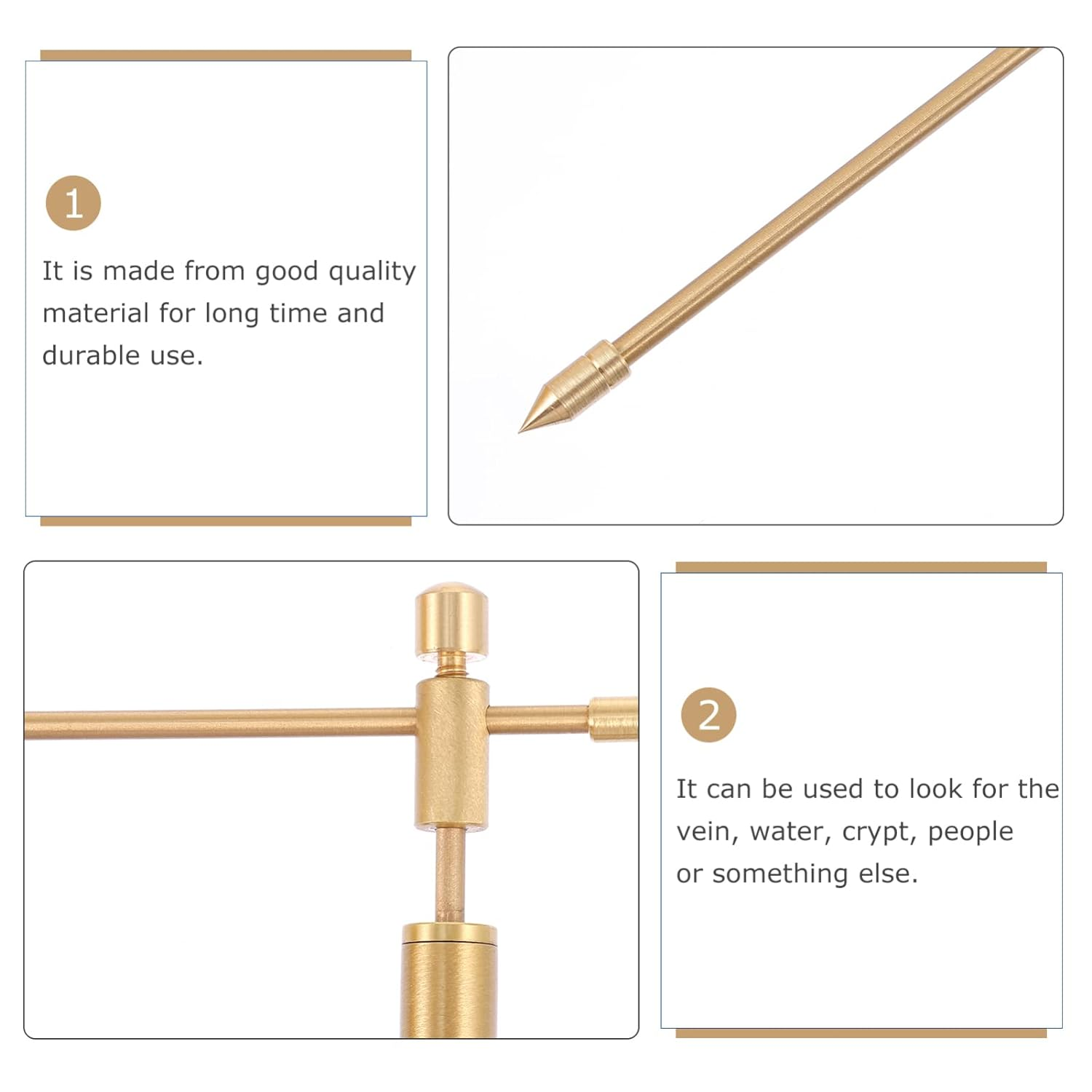 Copper Dowsing Rods Brass Divining Rod with Premium Handles, Witching