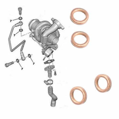 ⭐ Joints de Vis banjos de tuyau alimentation huile turbo 1,6 hdi 015708 0157.08 - Photo 1/1