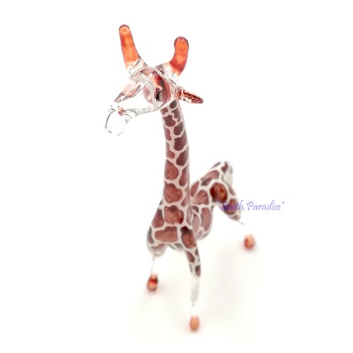 Giraffe Brown Hand Blown Glass Art Collectible Home Decor Wild Animal Figurine - 第 1/12 張圖片