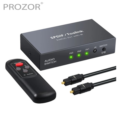 Digital Toslink Switcher 3 Input 1 Output Audio SPDIF Optical Fiber Switc