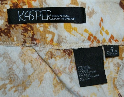 Kasper Linen Rayon Multi Color Abstract Print A-Line Skirt 10 - Picture 3 of 3