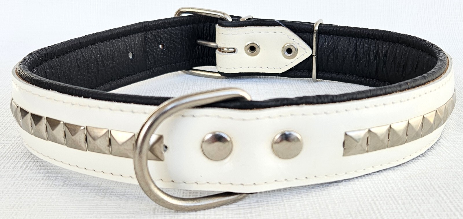 HALSBAND , Hundehalsband, Halsumfang54-64cm, Echt LEDER Weiss