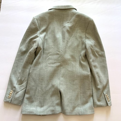 H&M Tweed Blazer Womens Small Mint Green Blue One Button Textured Beach Preppy - Picture 7 of 8