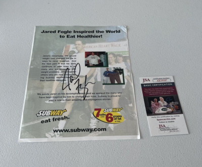 Jared Fogle Rare Autographed Signed Subway Advertisement Size 8.5 x 11 JSA COA
