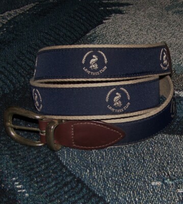 YRI Embroidered Canvas Leather Ribbon Golf Belt LOST TREE