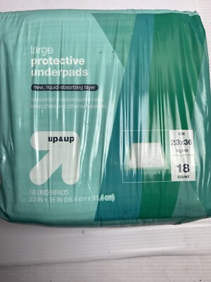 Up & Up Protective Underpads Large 23x36 Waterproof Moisture Barrier 18 Ct Open